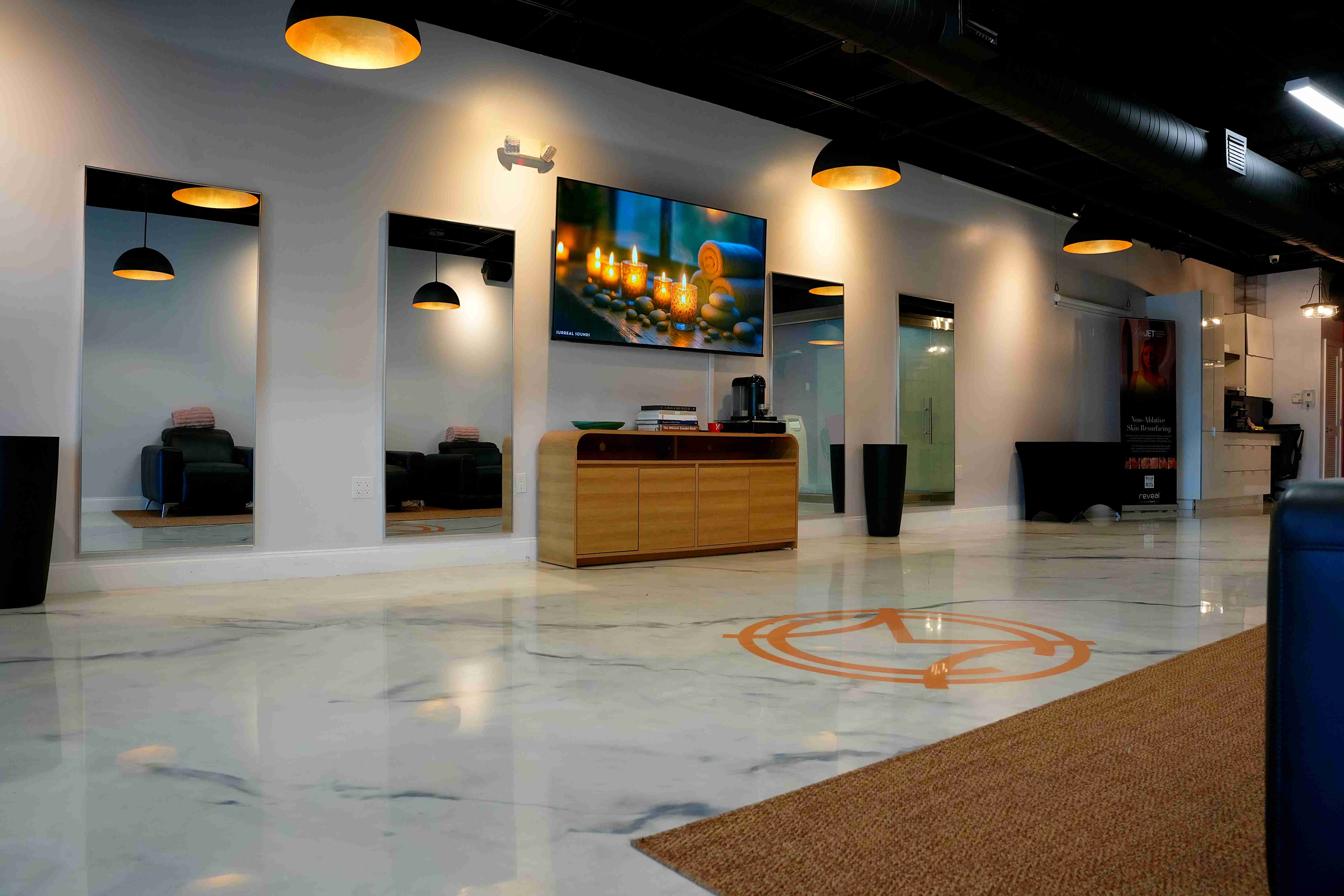 Model Citizen Medspa luxury interior lobby with marble floors Fort Lauderdale Florida